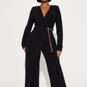 Fashion Nova Elegant Black Jumpsuit with Gold Accent